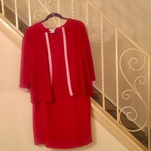 Red Talbots 10P Dress with Matching Sweater